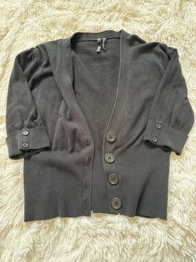 Black Button-Front Women's Cardigan